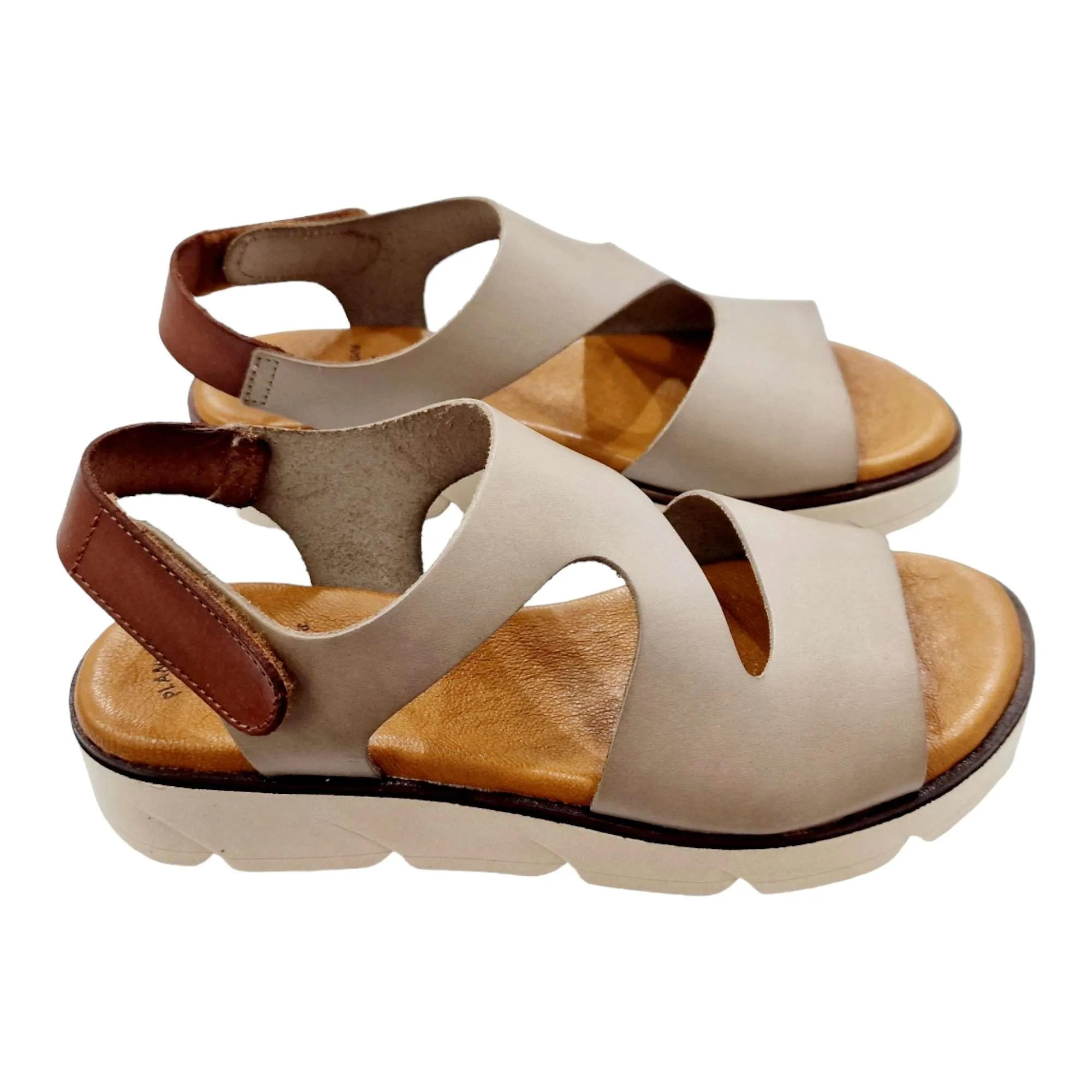 SANDALIAS MUJER PLATAFORMA PLANTA DE GEL PIEL BEIGE