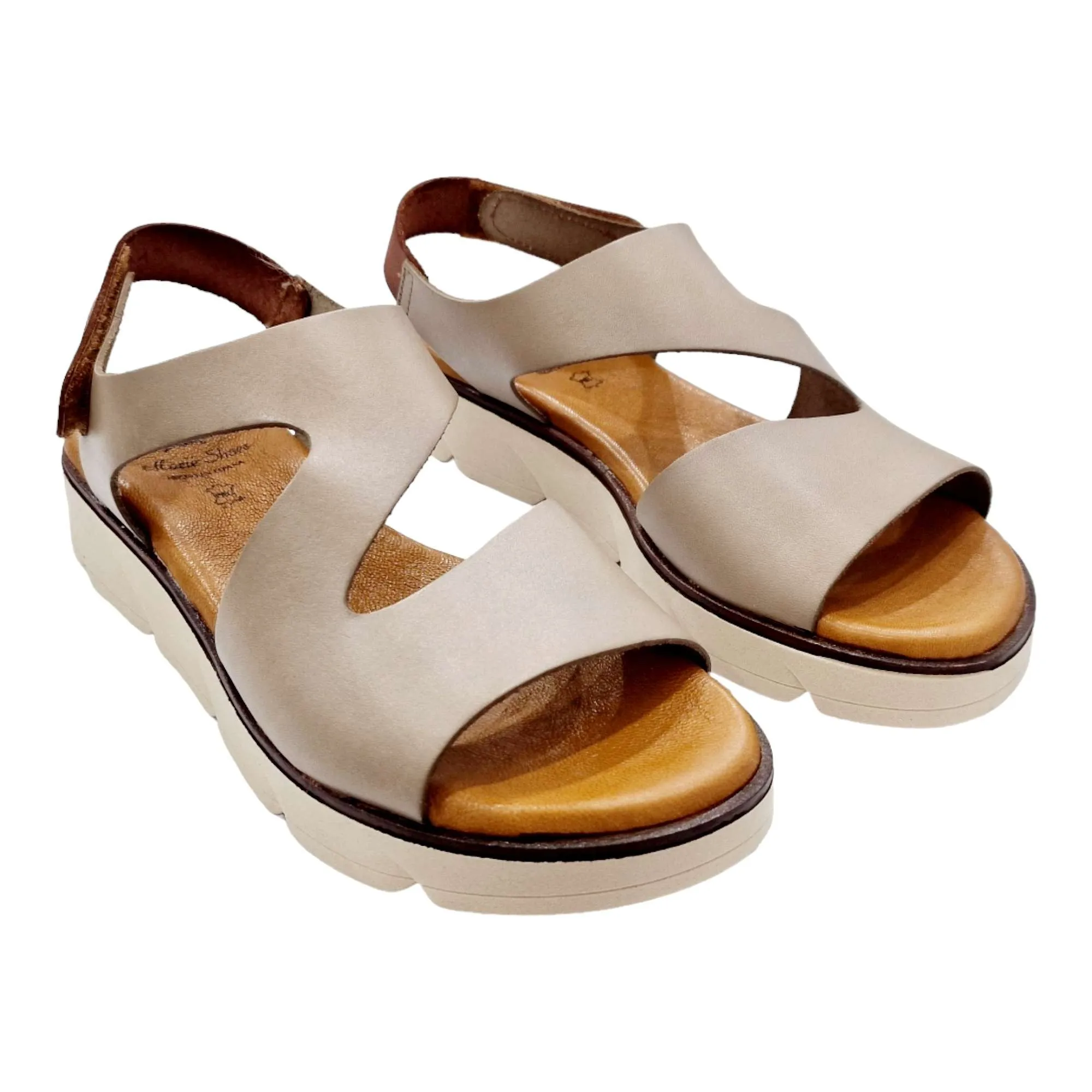 SANDALIAS MUJER PLATAFORMA PLANTA DE GEL PIEL BEIGE