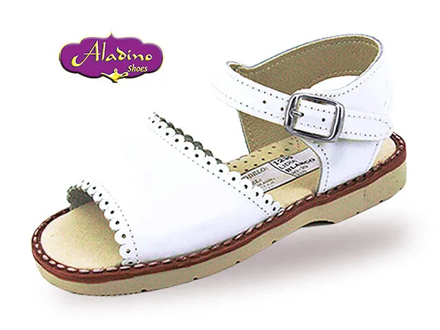 Sandalias Niña Blancas Piel Lisa Aladino