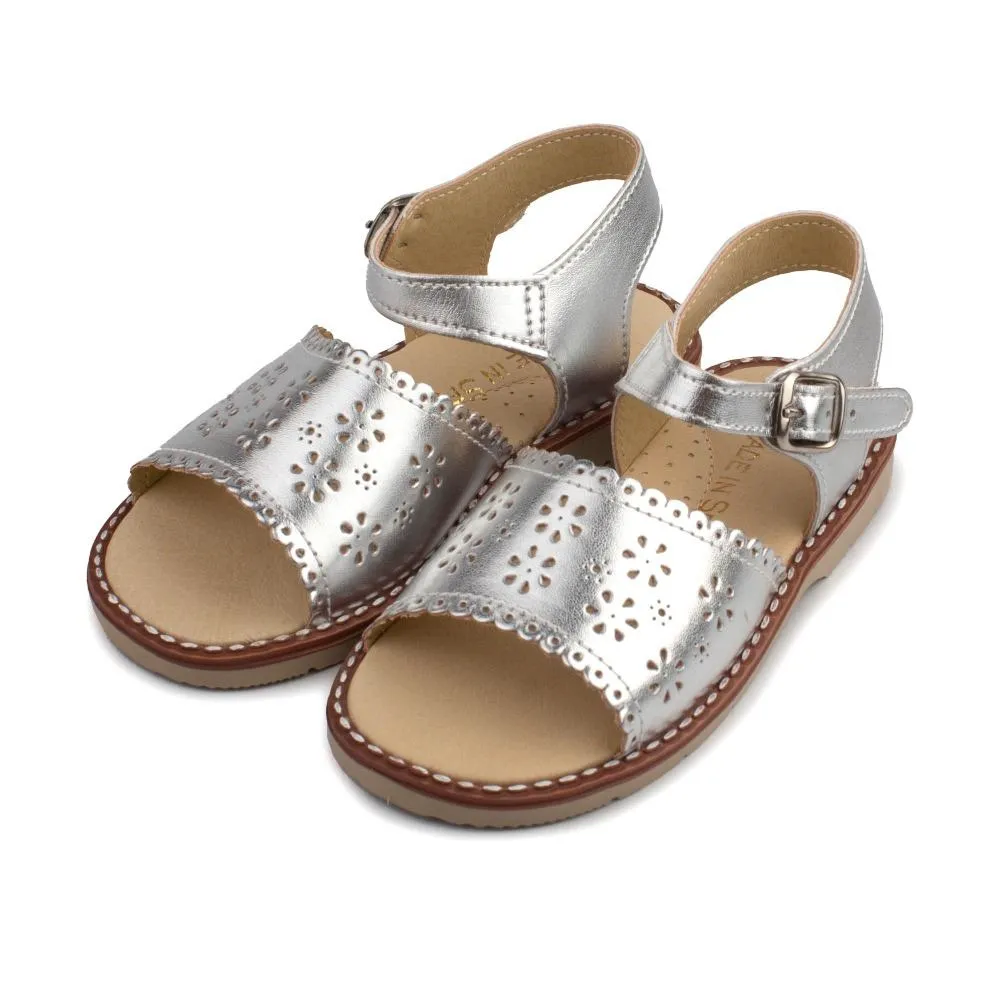 Sandalias Niña PlataTroquelado Flores Aladino