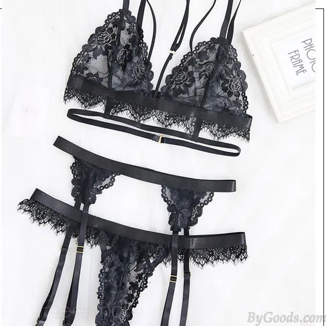Sexy Black Lace Uniform Temptation Garter Women Intimate Lingerie