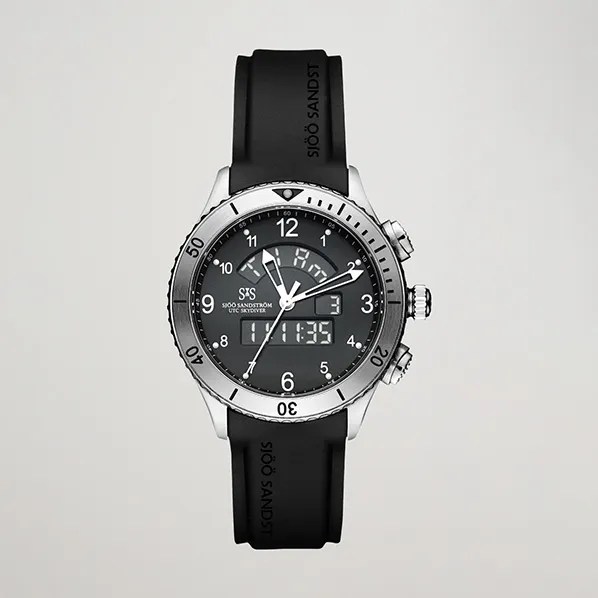 Sjöö Sandström UTC Skydiver 44,2mm Black and Black Rubber