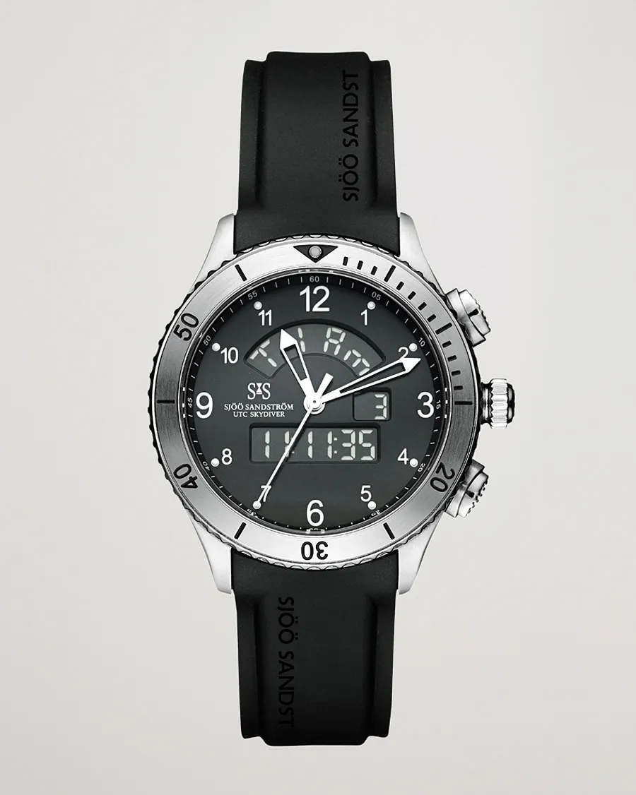 Sjöö Sandström UTC Skydiver 44,2mm Black and Black Rubber