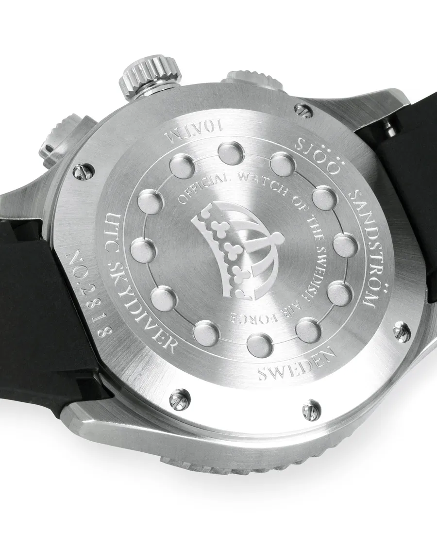 Sjöö Sandström UTC Skydiver 44,2mm Black and Black Rubber