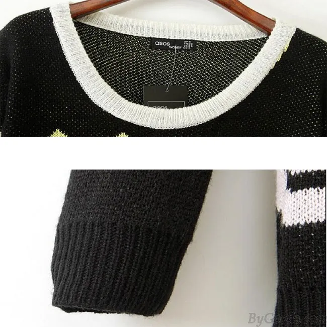Smile Face Long Sleeve Loose Slim Sweater