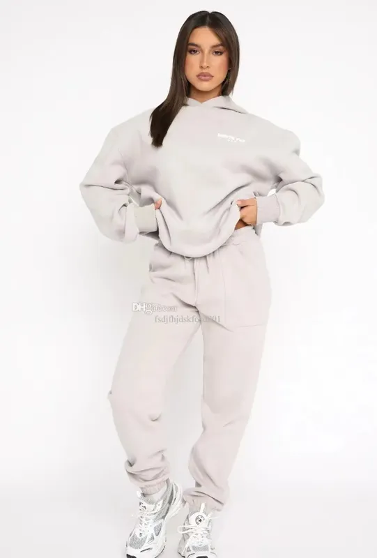 SOBRE DE PISTAS MUJERES CONEDIADA MUJERES 2 piezas Conjunto de sudadera con sudadera con capucha de manga de manga larga deporti