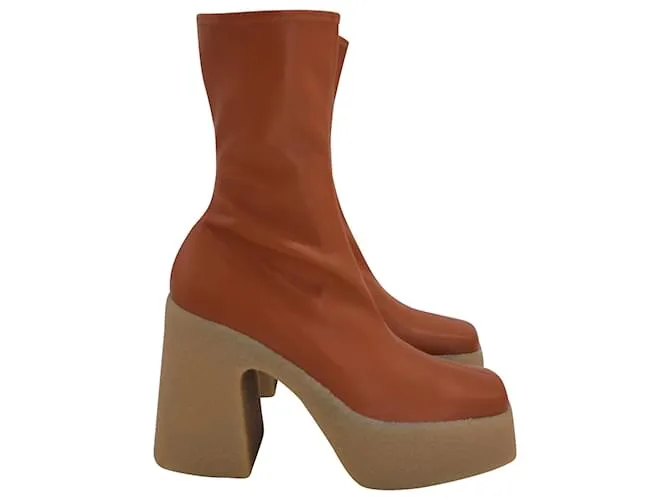 Stella Mc Cartney Stella McCartney Praline Skyla Tobillo con plataforma gruesa en poliuretano marrón Castaño 