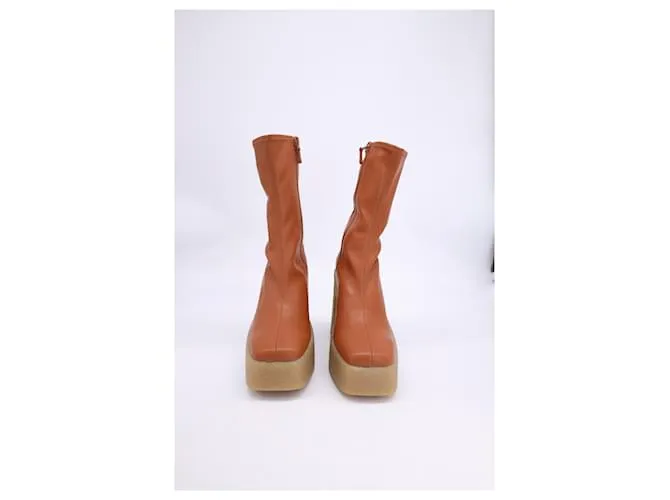 Stella Mc Cartney Stella McCartney Praline Skyla Tobillo con plataforma gruesa en poliuretano marrón Castaño 