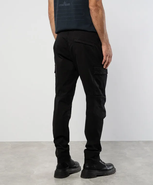 Stone Island Black cargo pants with logo patch