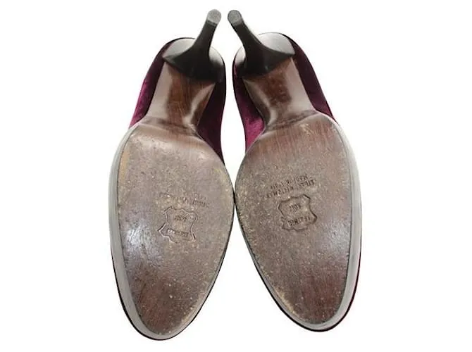 Stuart Weitzman Borgoña Vino Terciopelo Plataforma Stilettos. Burdeos 