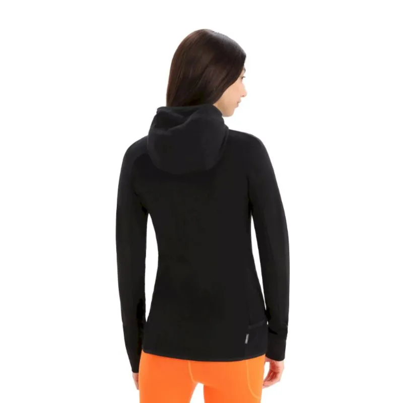 Sudadera con capucha Icebreaker Merino Quantum ZoneKnit LS Zip para mujer (negro)