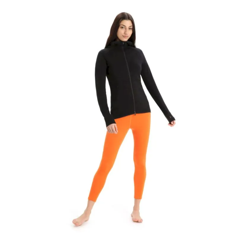 Sudadera con capucha Icebreaker Merino Quantum ZoneKnit LS Zip para mujer (negro)