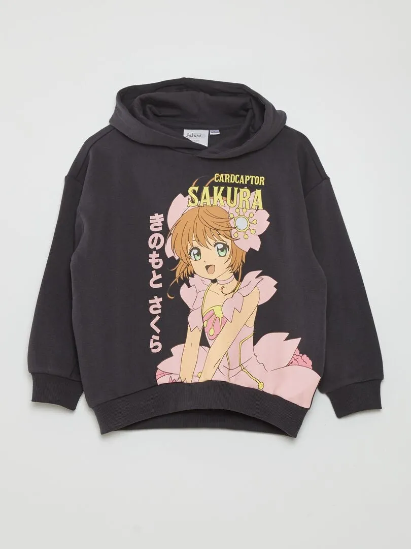 SUDADERA CON CAPUCHA 'SAKURA'  NEGRO