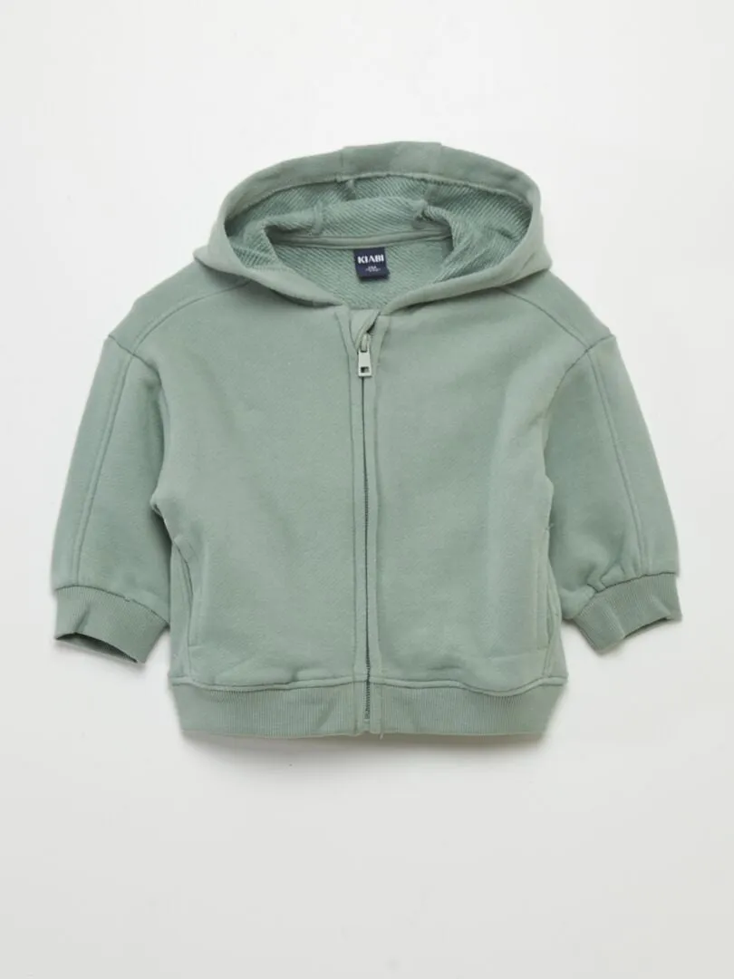 SUDADERA CON CREMALLERA Y CAPUCHA  AZUL