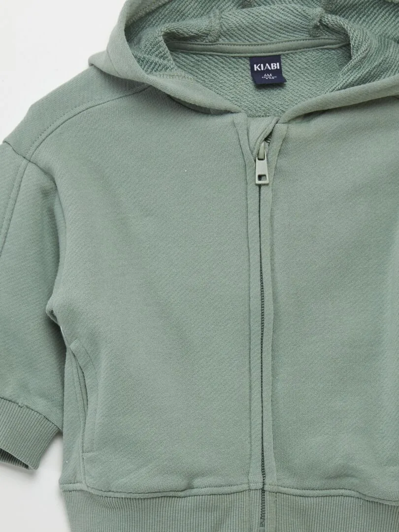 SUDADERA CON CREMALLERA Y CAPUCHA  AZUL