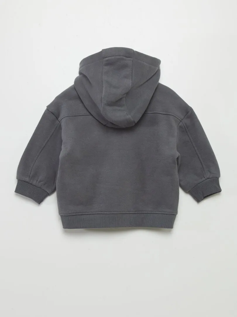 SUDADERA CON CREMALLERA Y CAPUCHA  GRIS