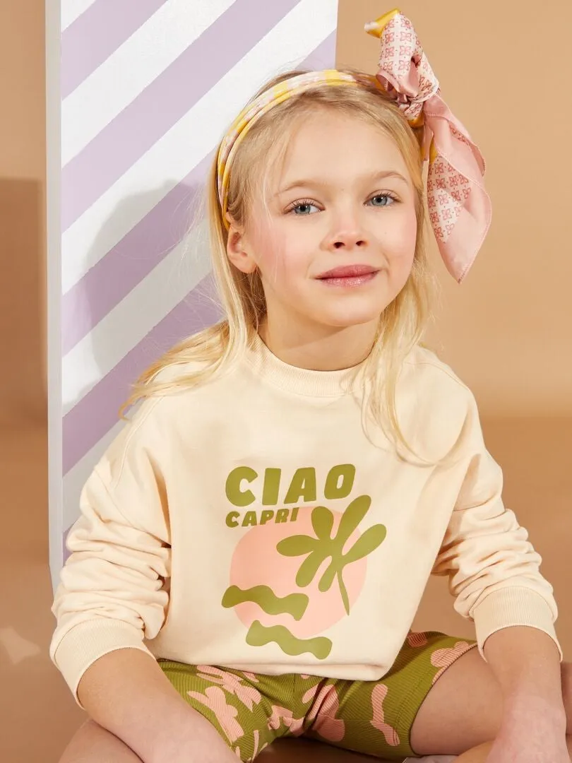 SUDADERA DE CHáNDAL CON CUELLO REDONDO  GRAFIK EDITION  BEIGE