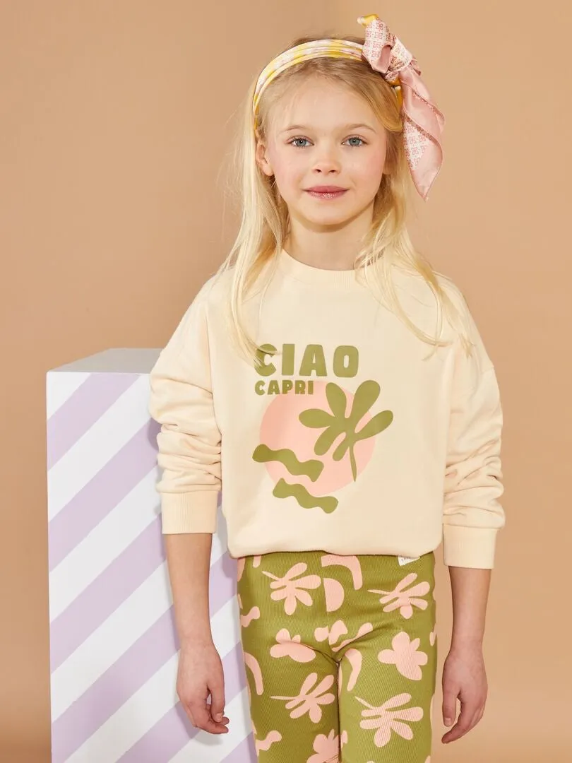SUDADERA DE CHáNDAL CON CUELLO REDONDO  GRAFIK EDITION  BEIGE