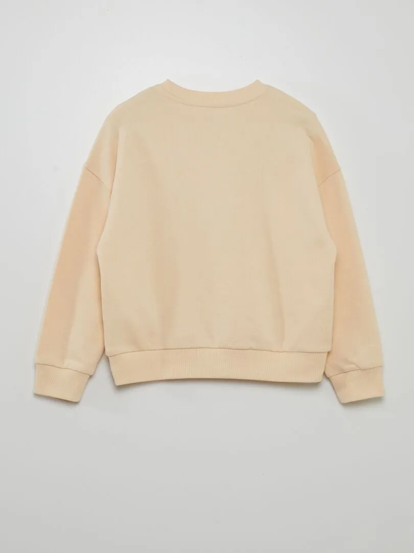 SUDADERA DE CHáNDAL CON CUELLO REDONDO  GRAFIK EDITION  BEIGE