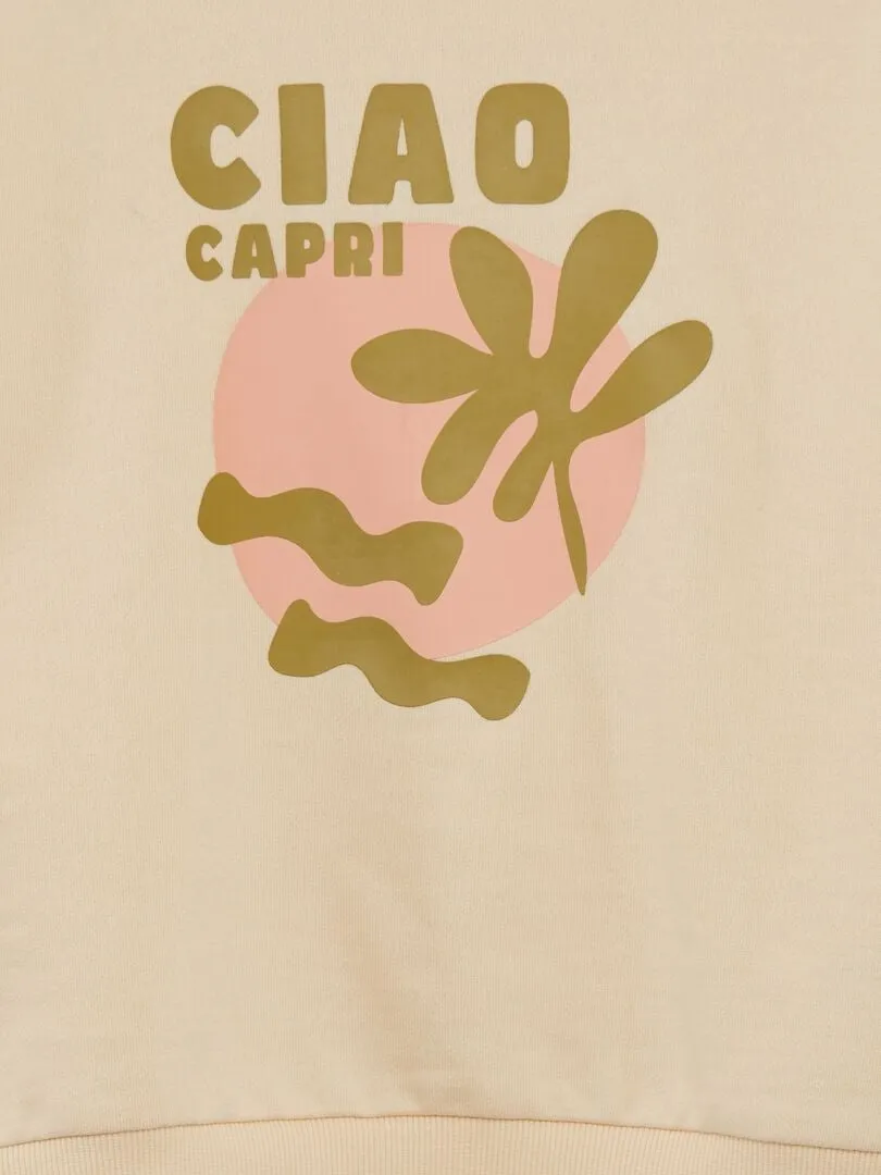 SUDADERA DE CHáNDAL CON CUELLO REDONDO  GRAFIK EDITION  BEIGE