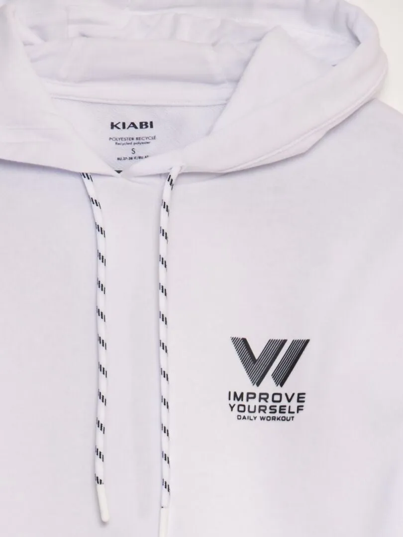 SUDADERA DE CHáNDAL FINA CON CAPUCHA  BLANCO