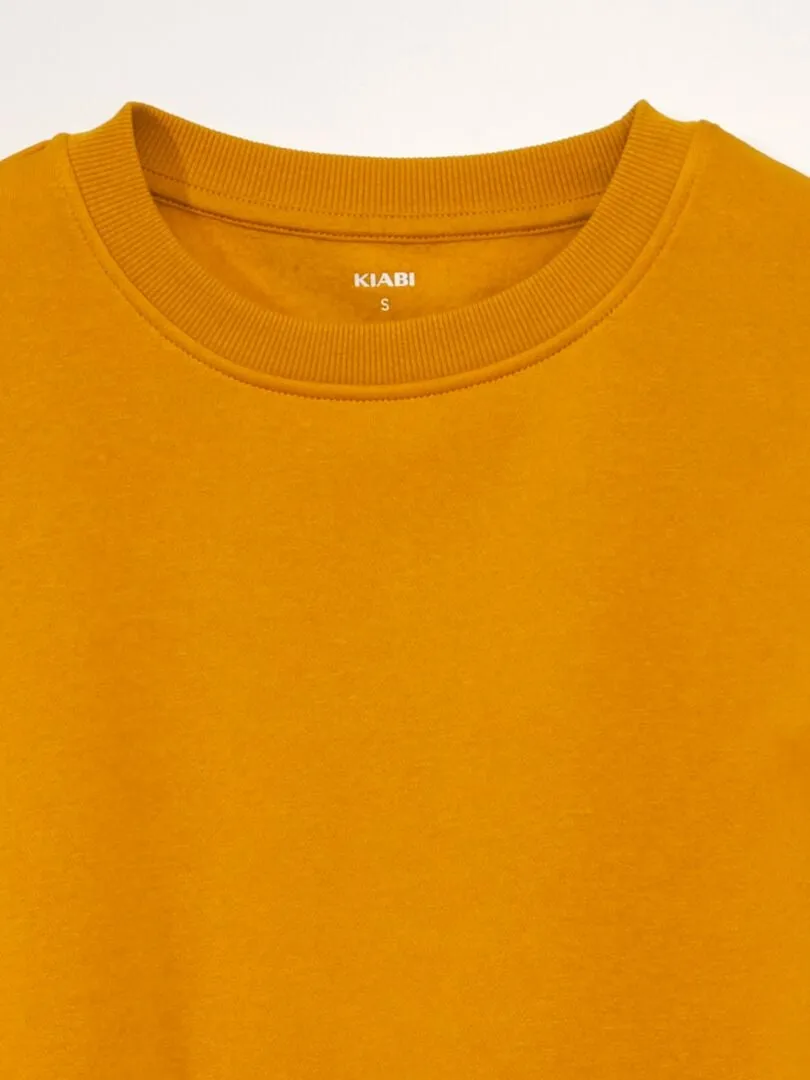 SUDADERA DE CHáNDAL LISA CON CUELLO REDONDO  AMARILLO