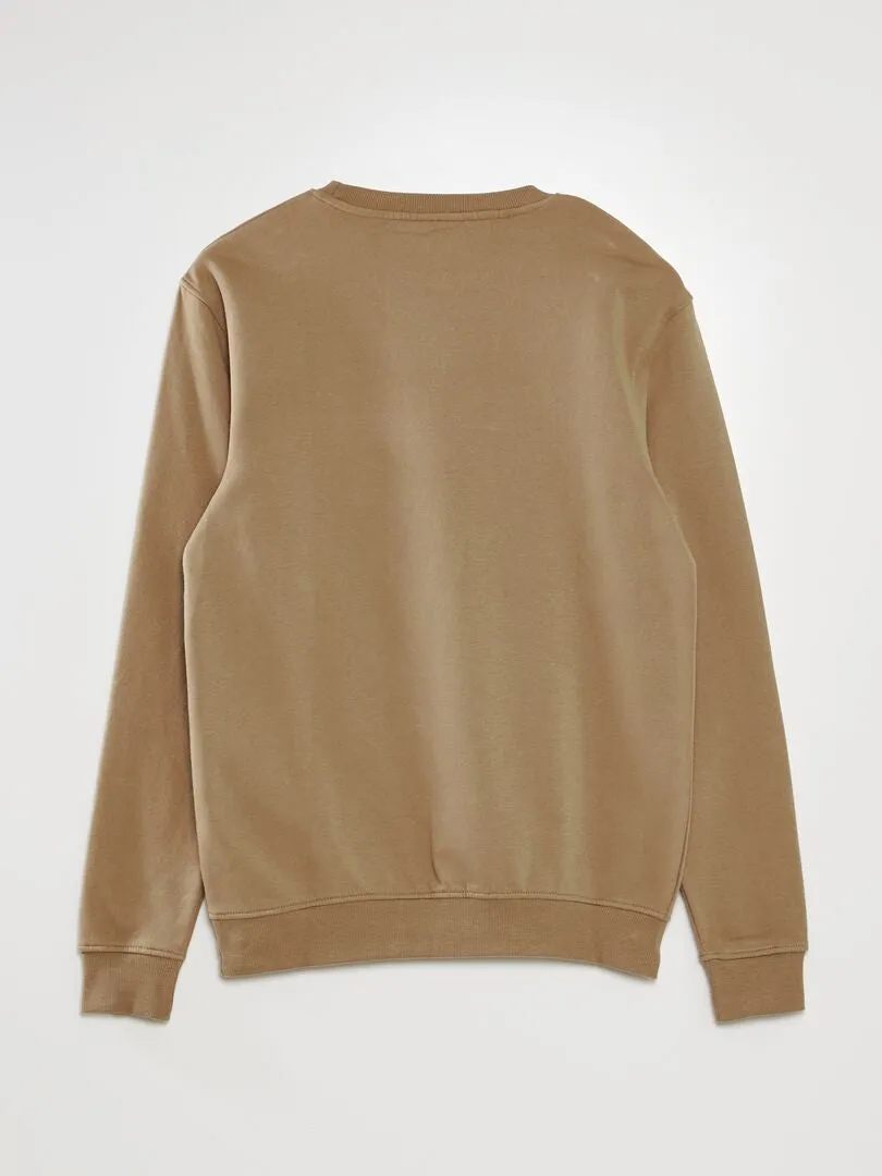 SUDADERA DE CHáNDAL LISA CON CUELLO REDONDO  BEIGE