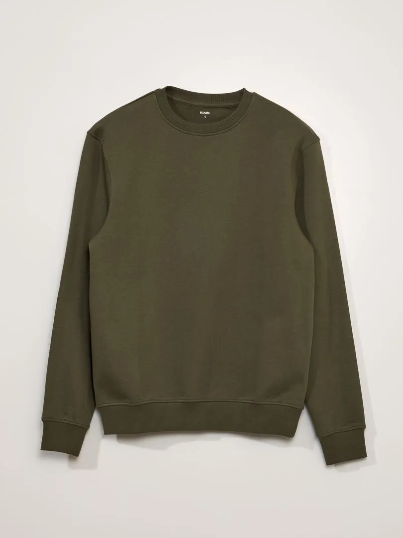 SUDADERA DE CHáNDAL LISA CON CUELLO REDONDO  KAKI