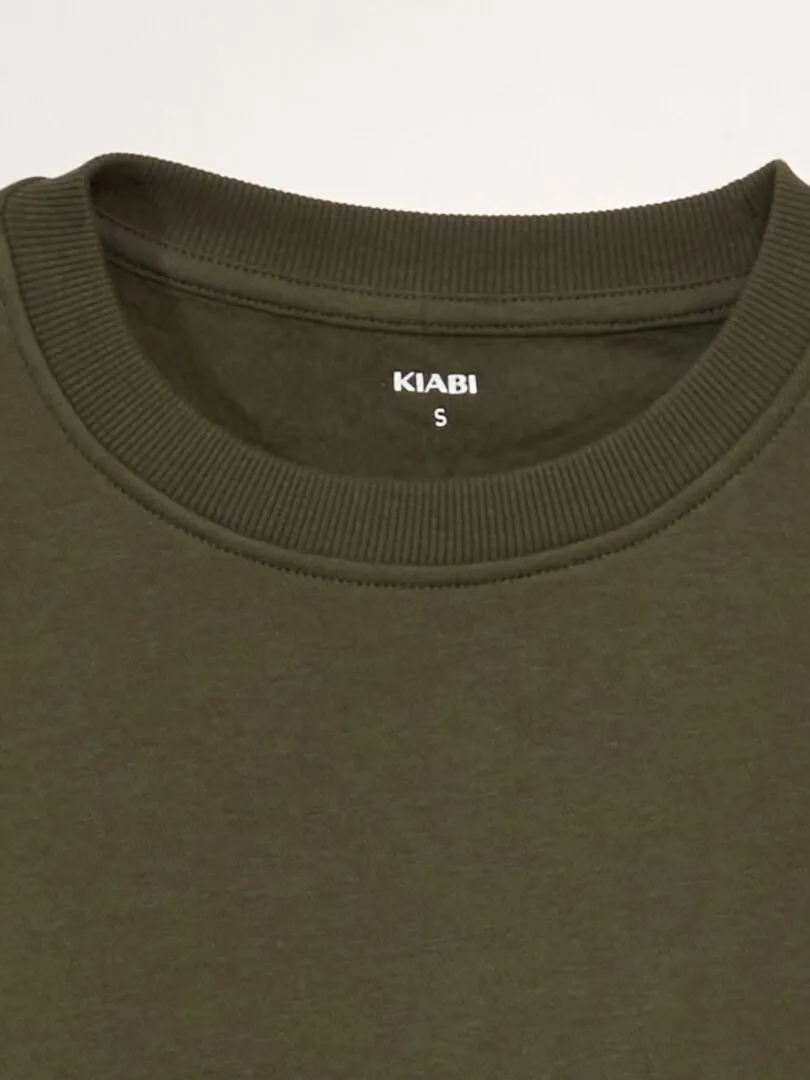 SUDADERA DE CHáNDAL LISA CON CUELLO REDONDO  KAKI