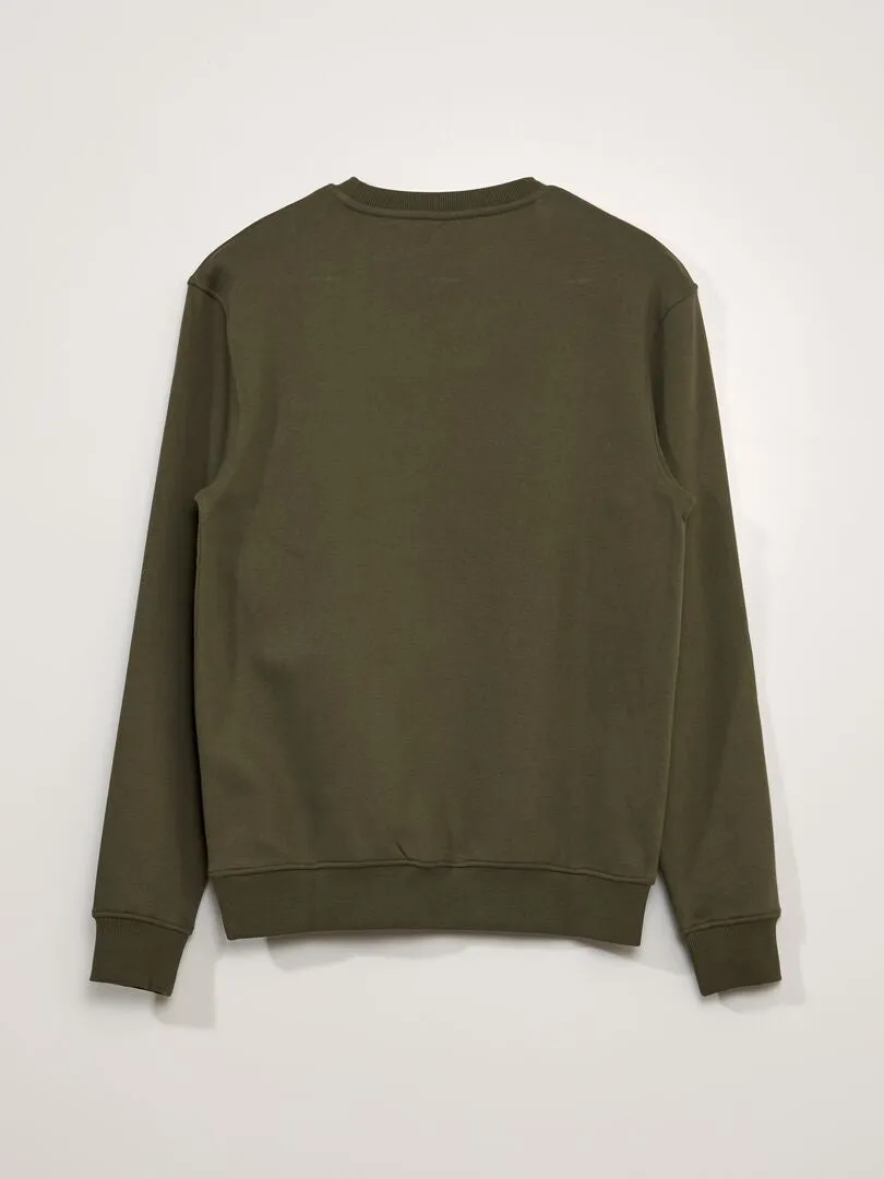SUDADERA DE CHáNDAL LISA CON CUELLO REDONDO  KAKI