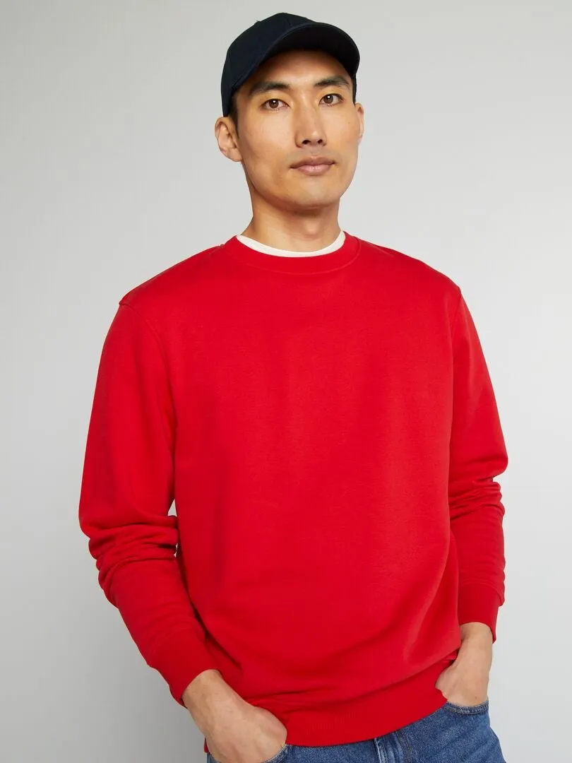 SUDADERA DE CHáNDAL LISA CON CUELLO REDONDO  ROJO