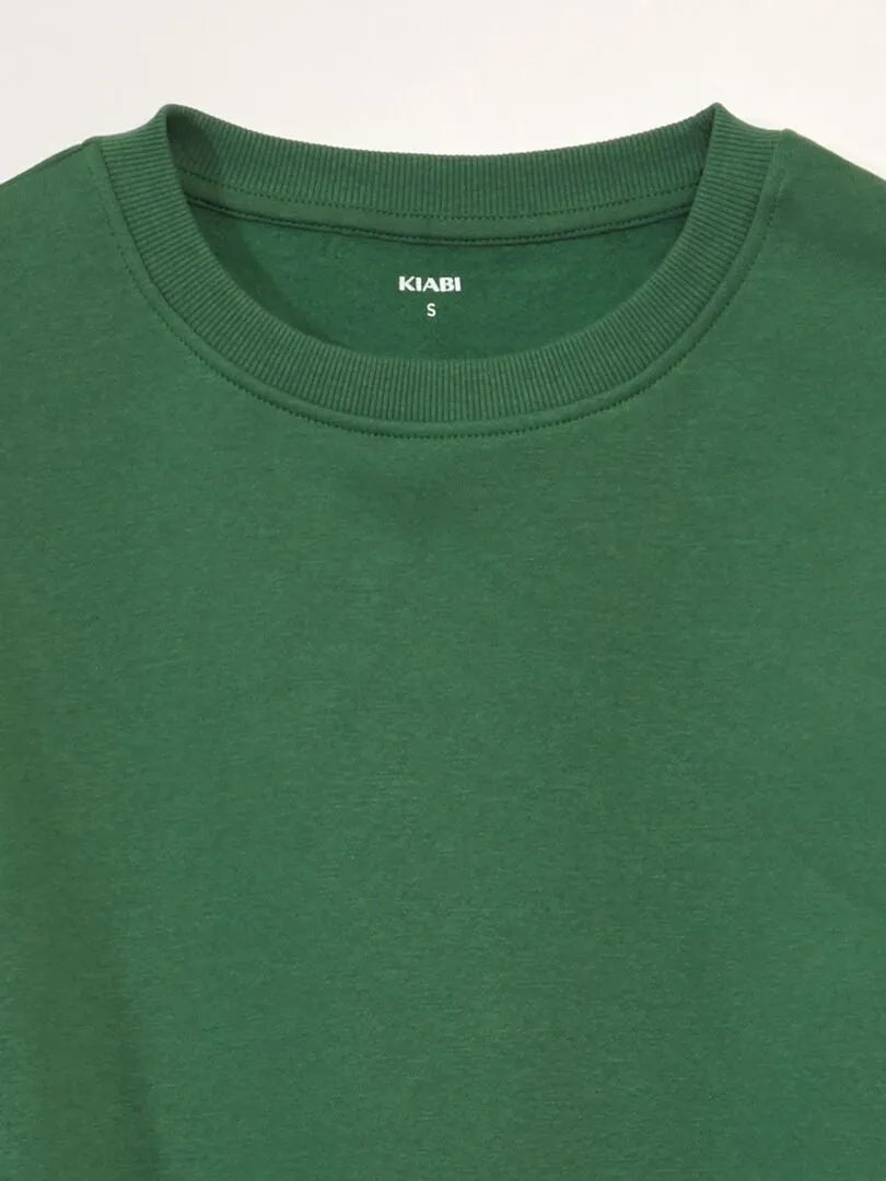 SUDADERA DE CHáNDAL LISA CON CUELLO REDONDO  VERDE