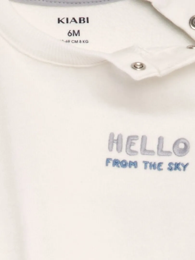 SUDADERA DE CUELLO REDONDO ESTAMPADA CON BORDADO  BLANCO