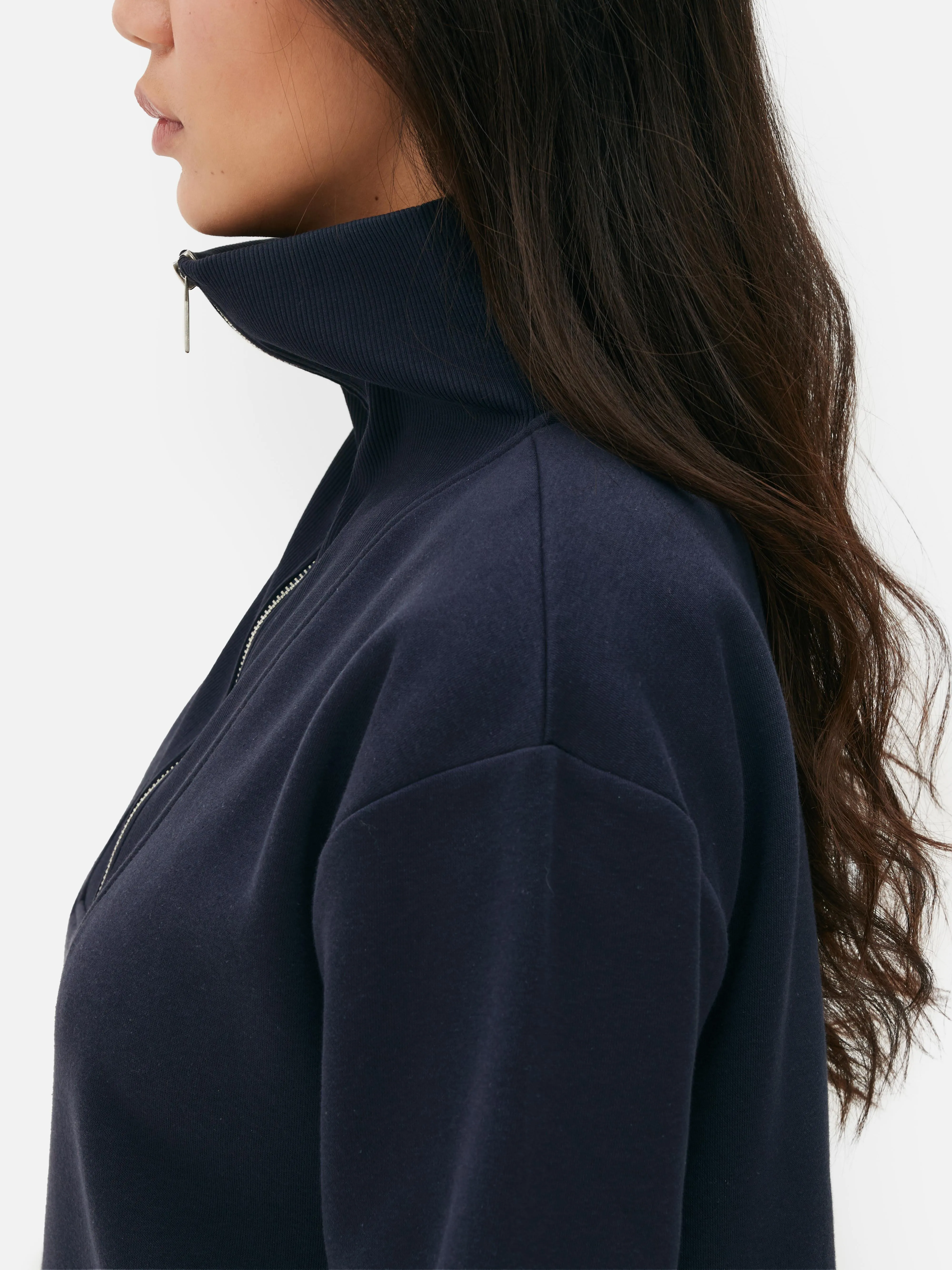 Sudadera de punto acanalado con media cremallera