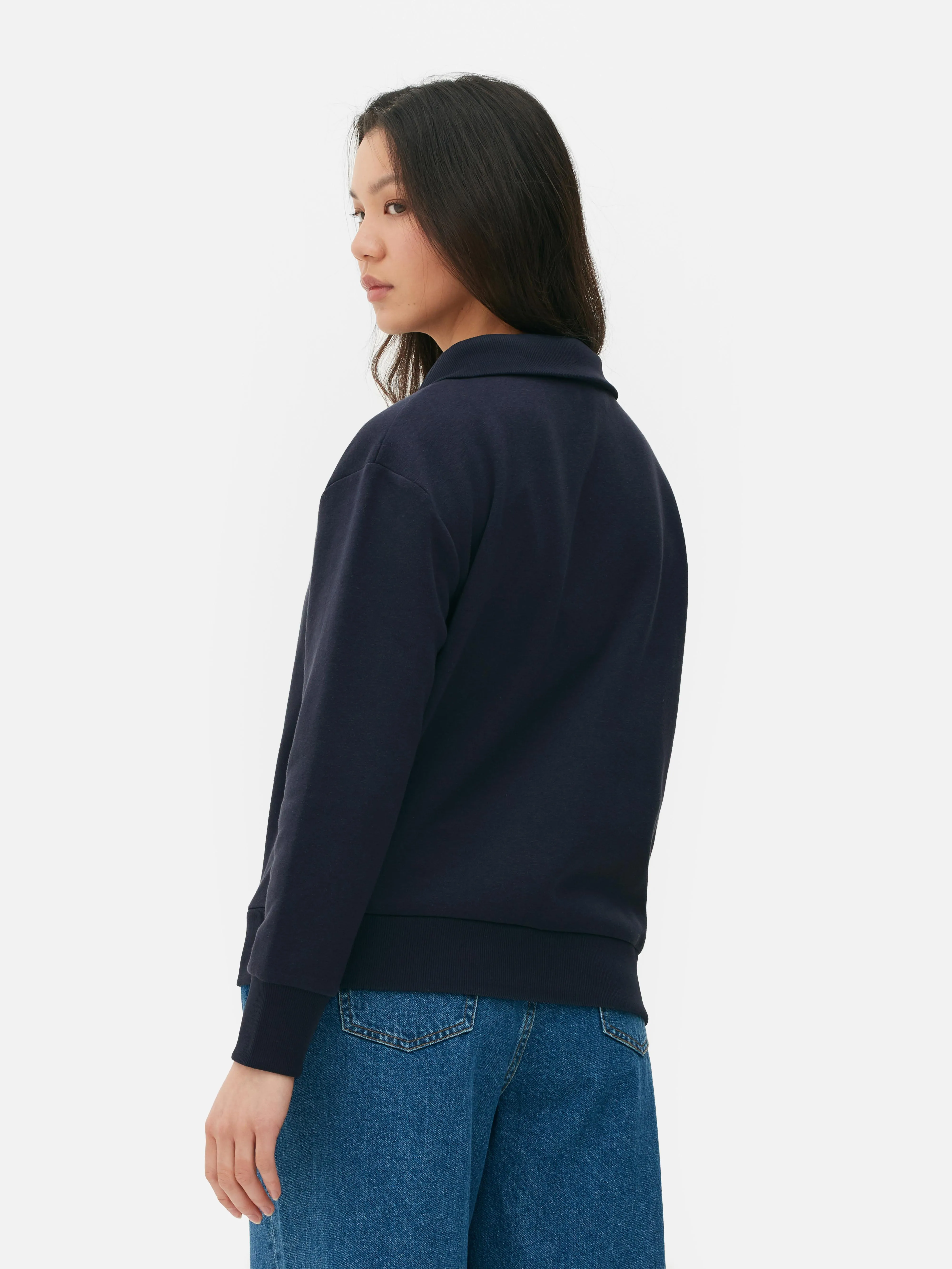 Sudadera de punto acanalado con media cremallera