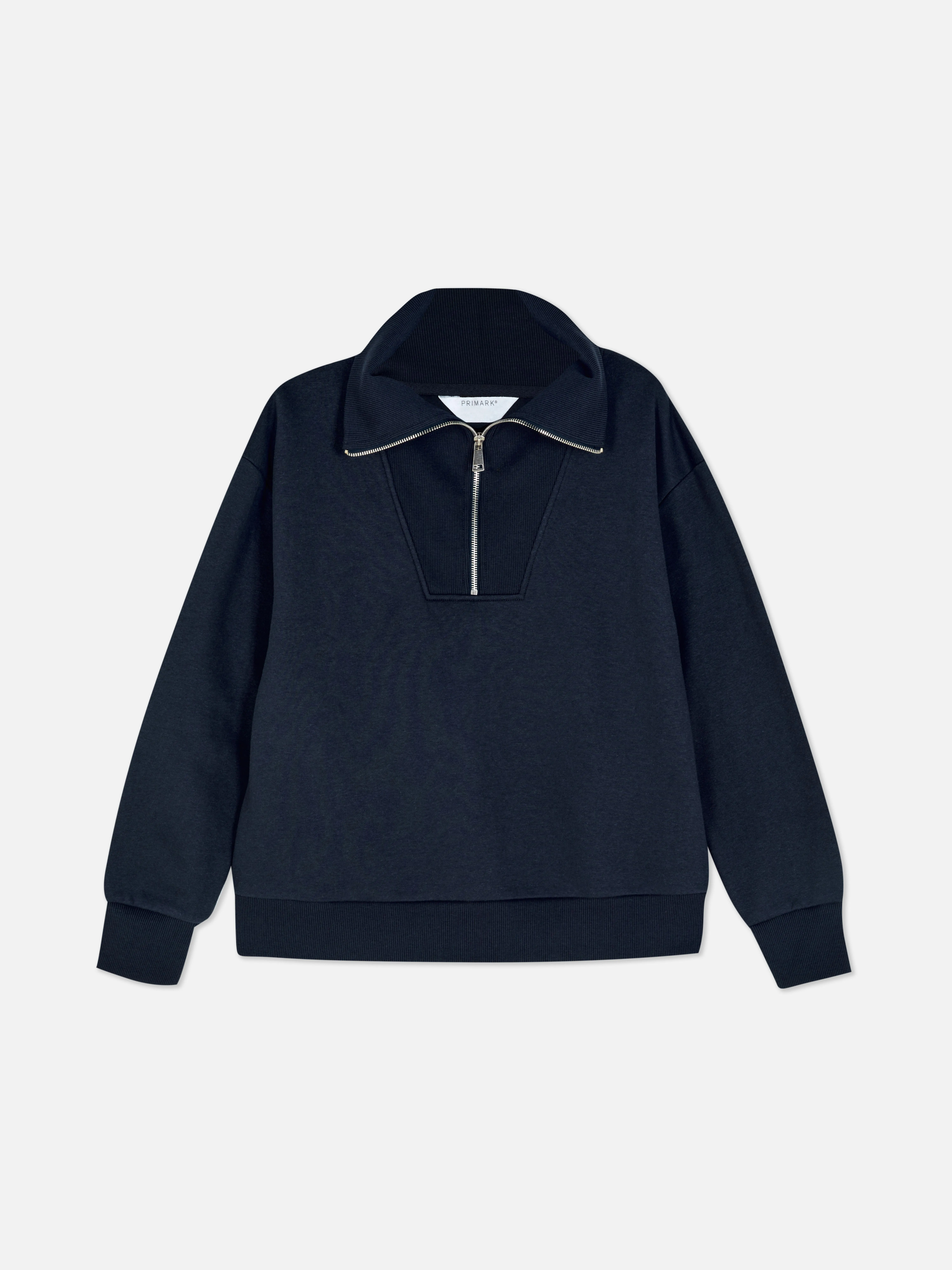 Sudadera de punto acanalado con media cremallera