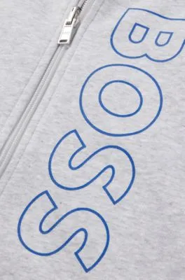 Sudadera para niños en algodón con capucha, cremallera y logo vertical 