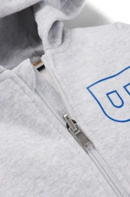 Sudadera para niños en algodón con capucha, cremallera y logo vertical 