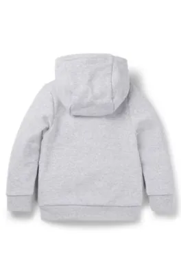 Sudadera para niños en algodón con capucha, cremallera y logo vertical 