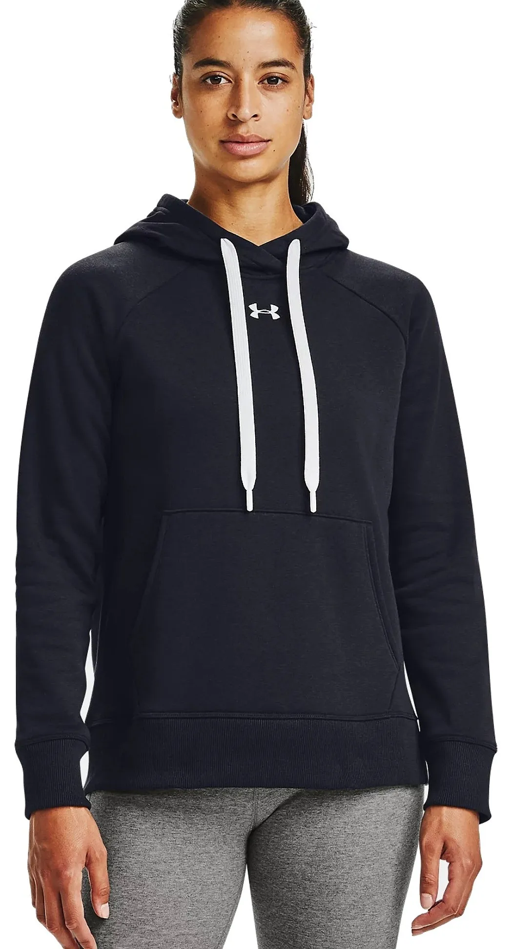 SUDADERA UNDER ARMOUR RIVAL FLEECE HB  001/BLACK/WHITE  WOMEN´S