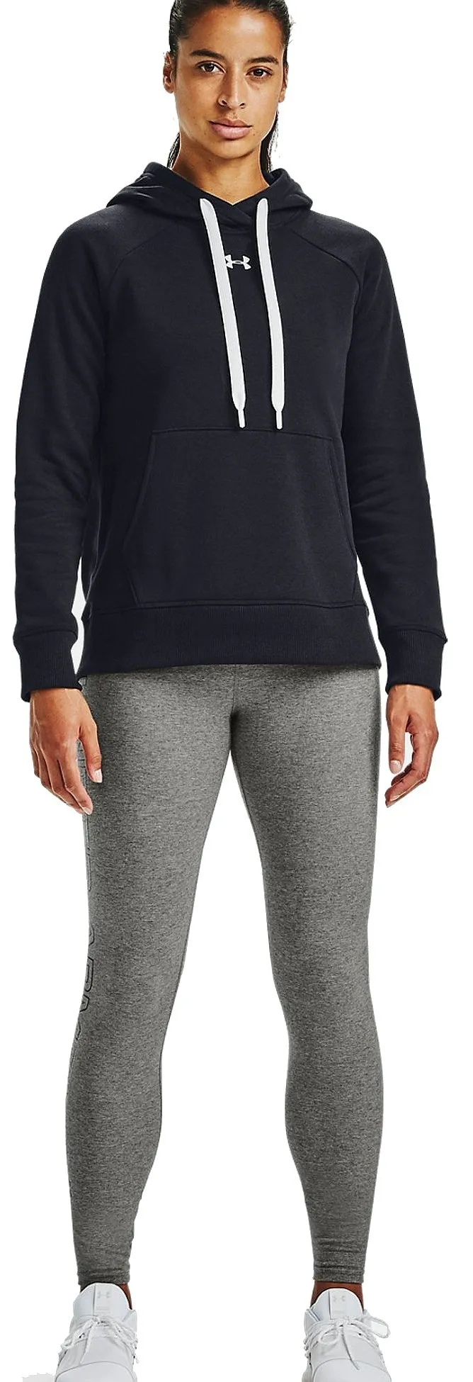 SUDADERA UNDER ARMOUR RIVAL FLEECE HB  001/BLACK/WHITE  WOMEN´S