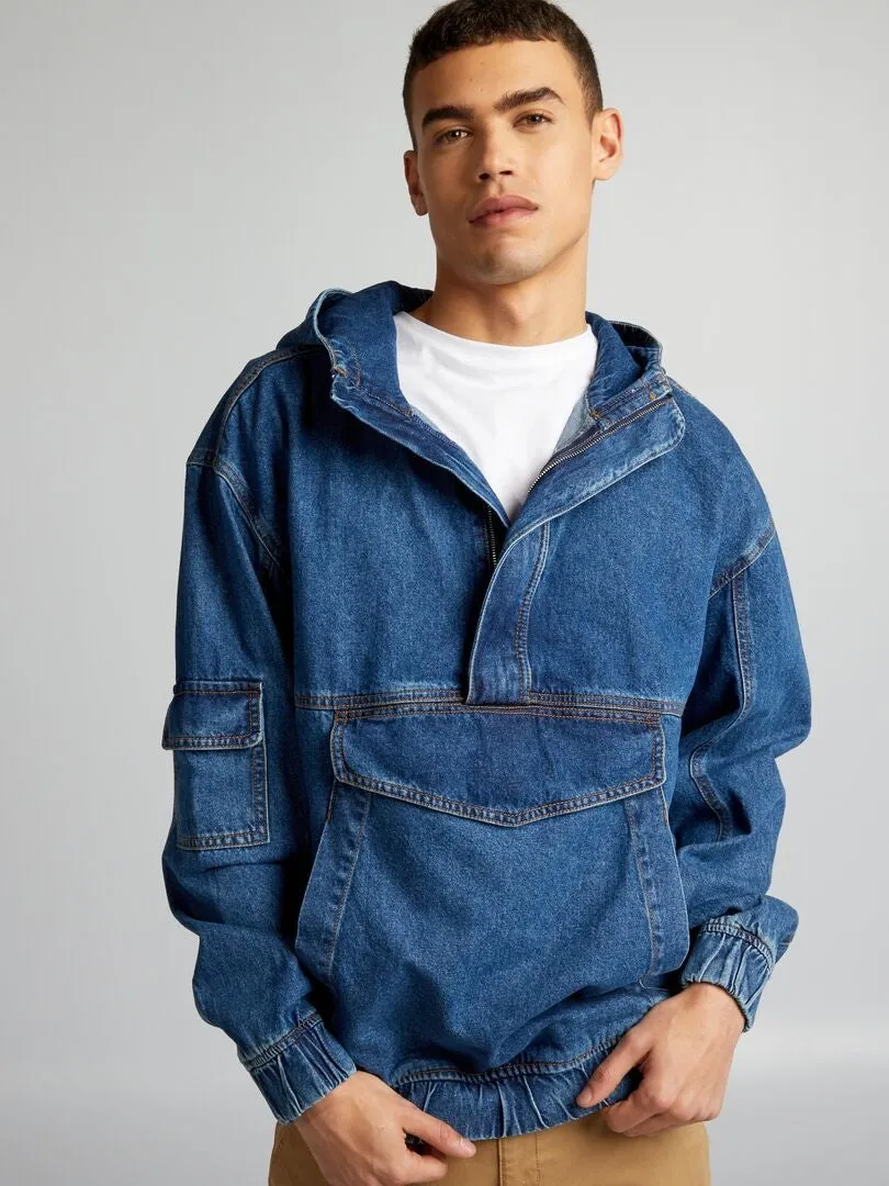 SUDADERA VAQUERA CON CAPUCHA  AZUL