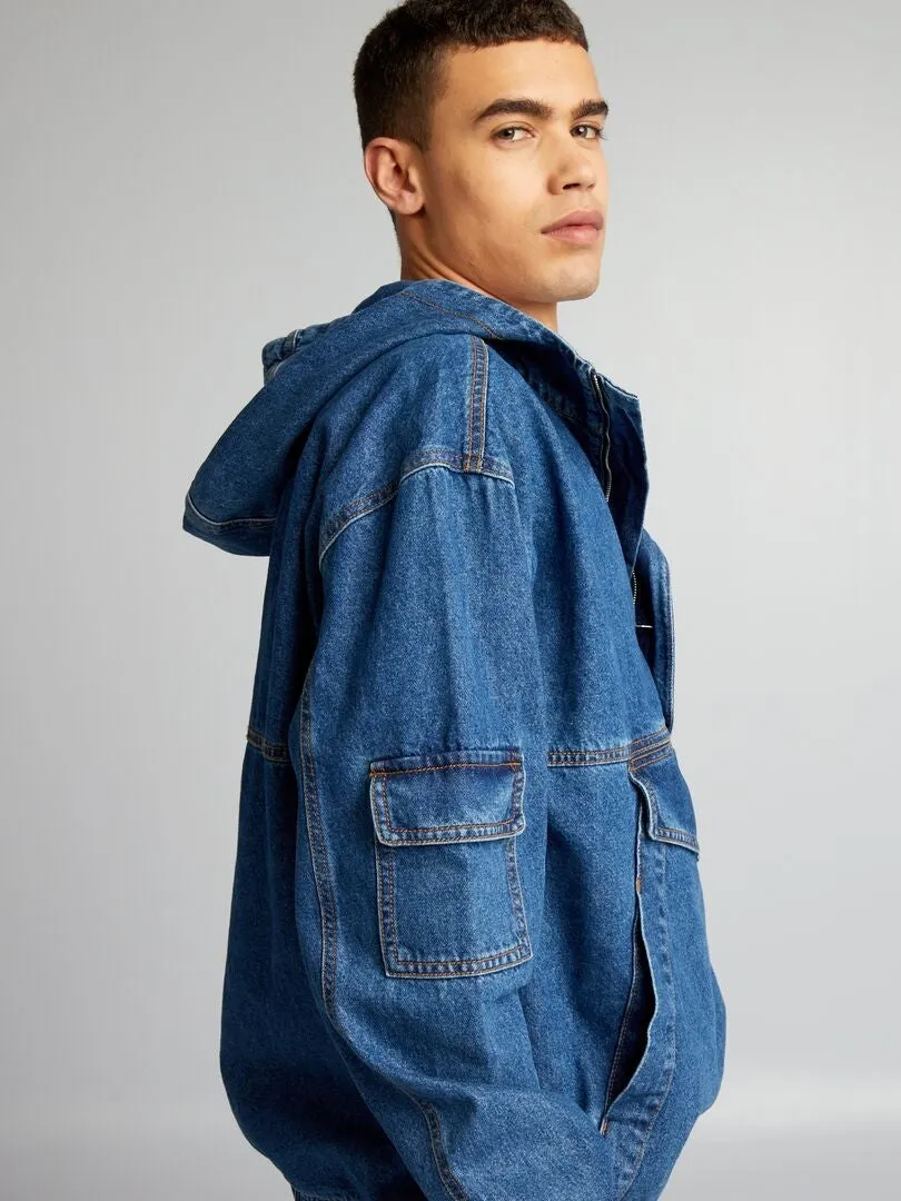 SUDADERA VAQUERA CON CAPUCHA  AZUL
