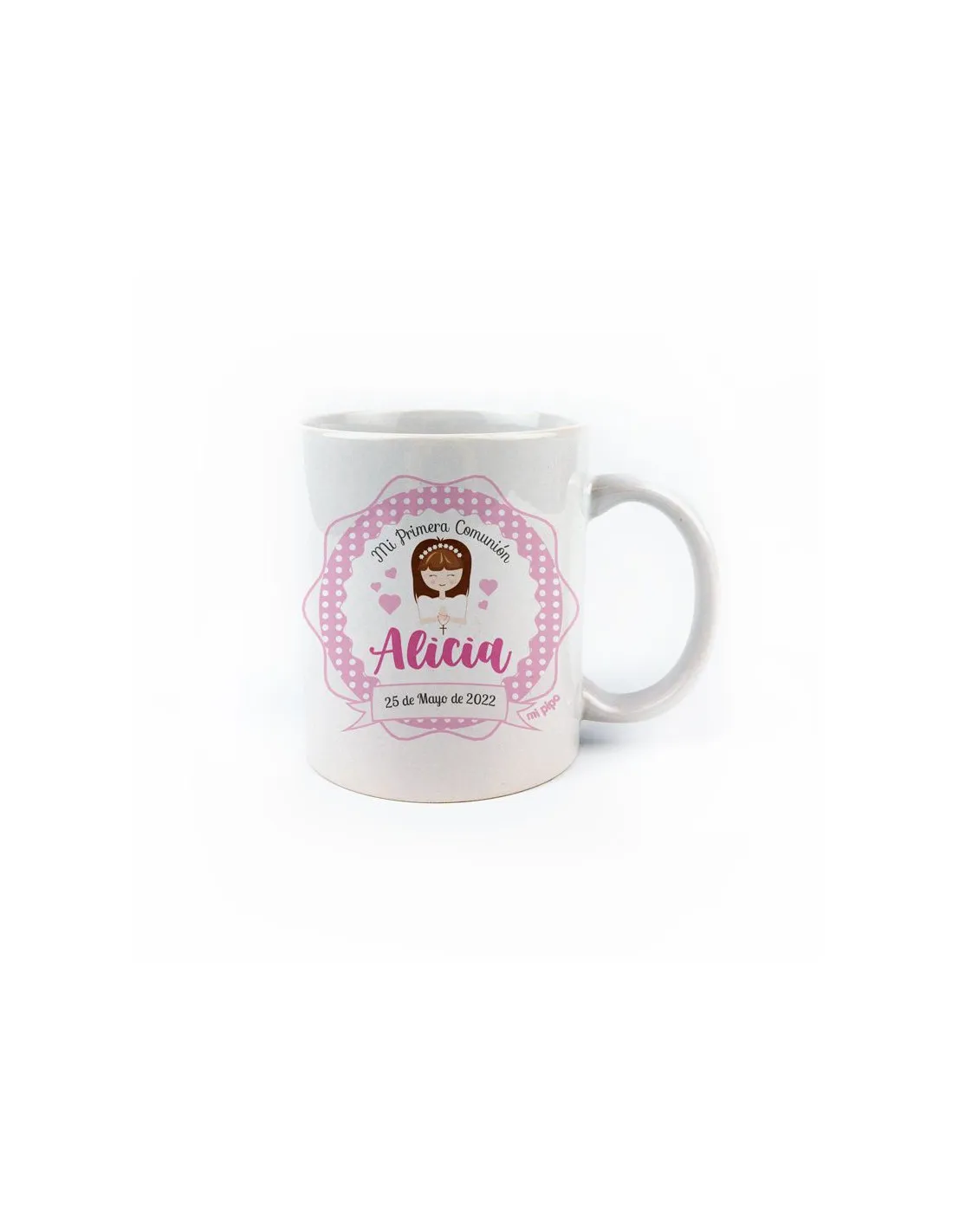 Taza cerámica Comunión Rosa personalizada de Mi Pipo