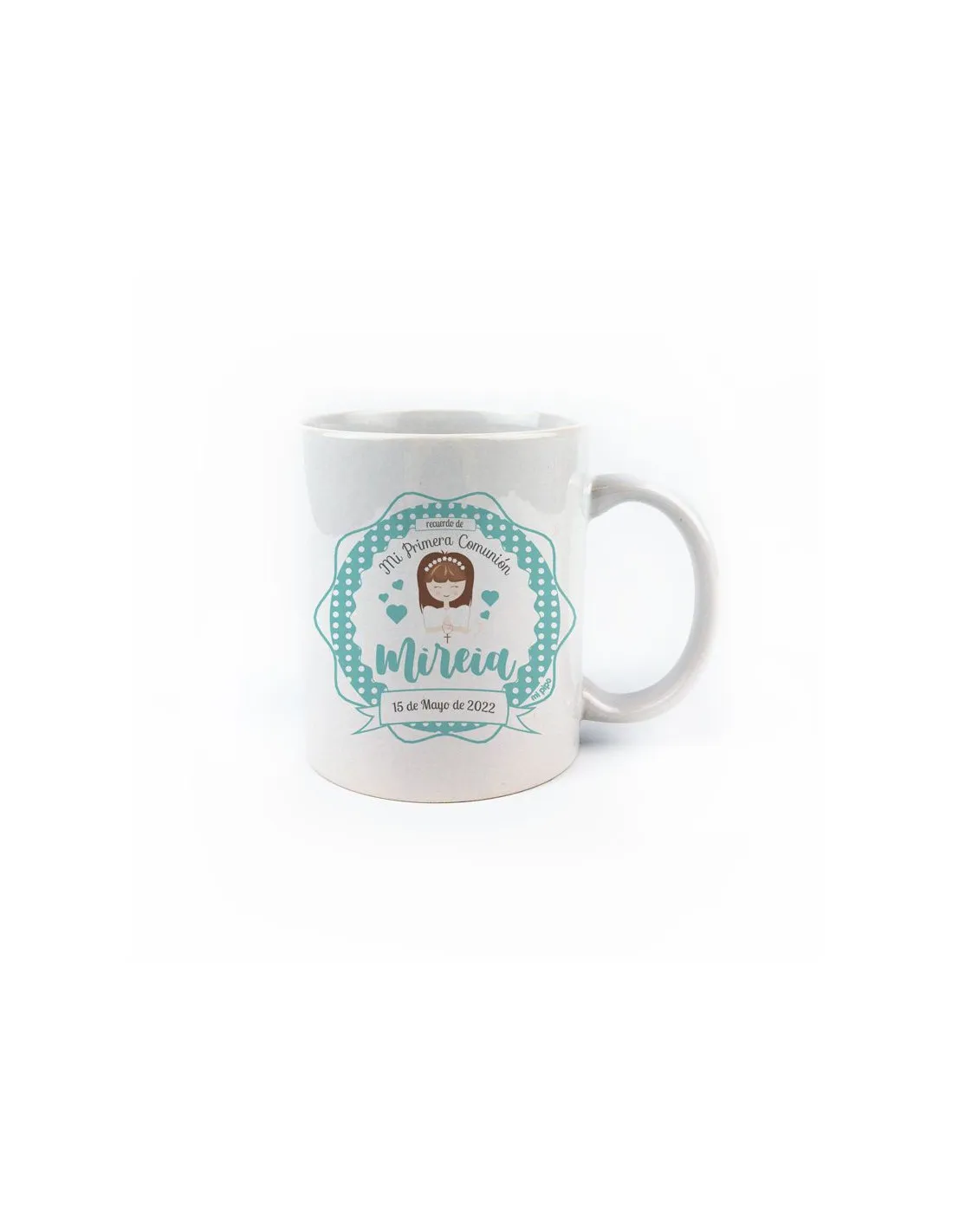 Taza cerámica Comunión Verde Niña personalizada de Mi Pipo