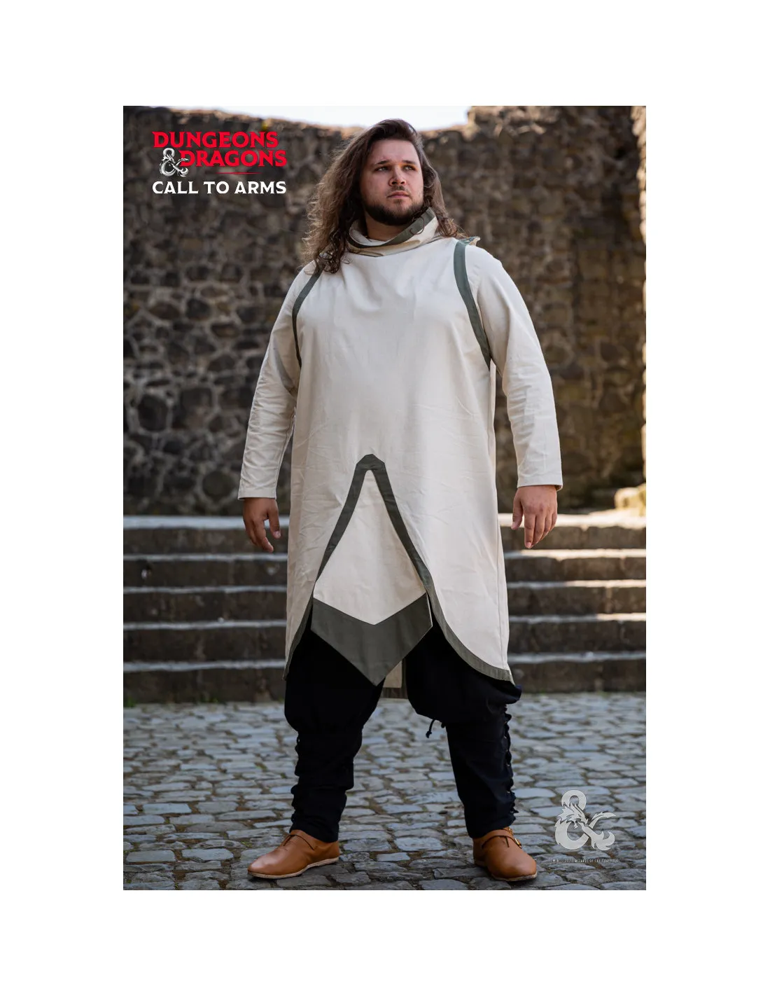 Túnica medieval de Clérigo, blanco natural
