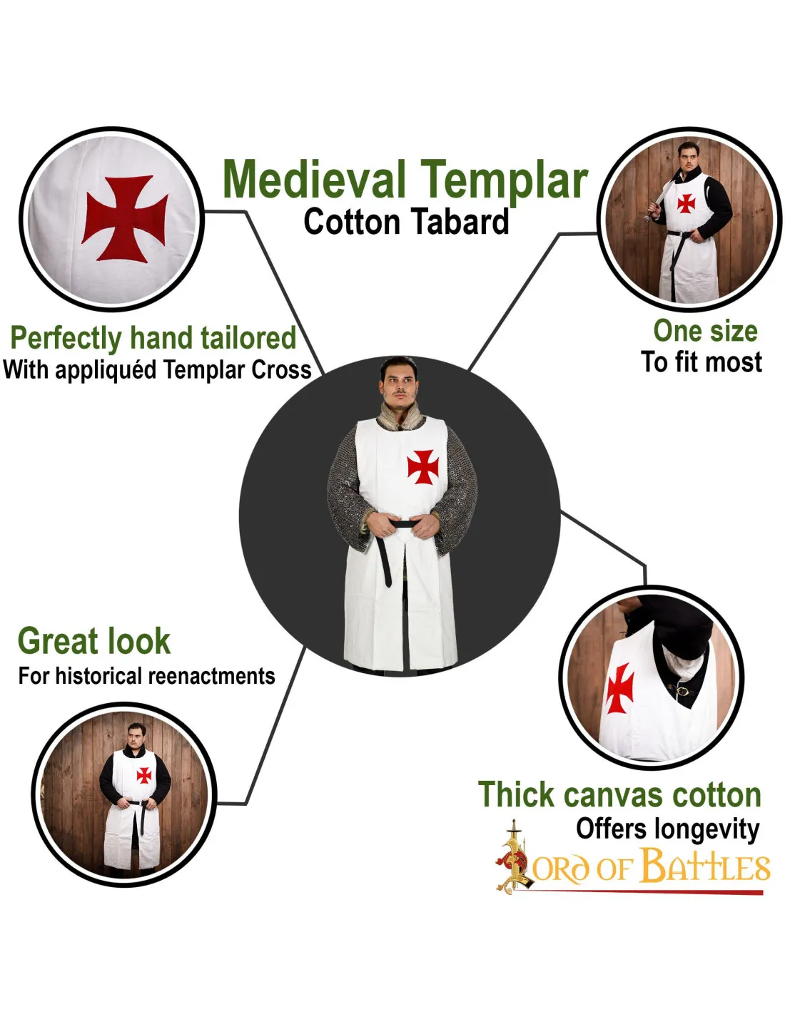 Túnica medieval de los caballeros templarios
