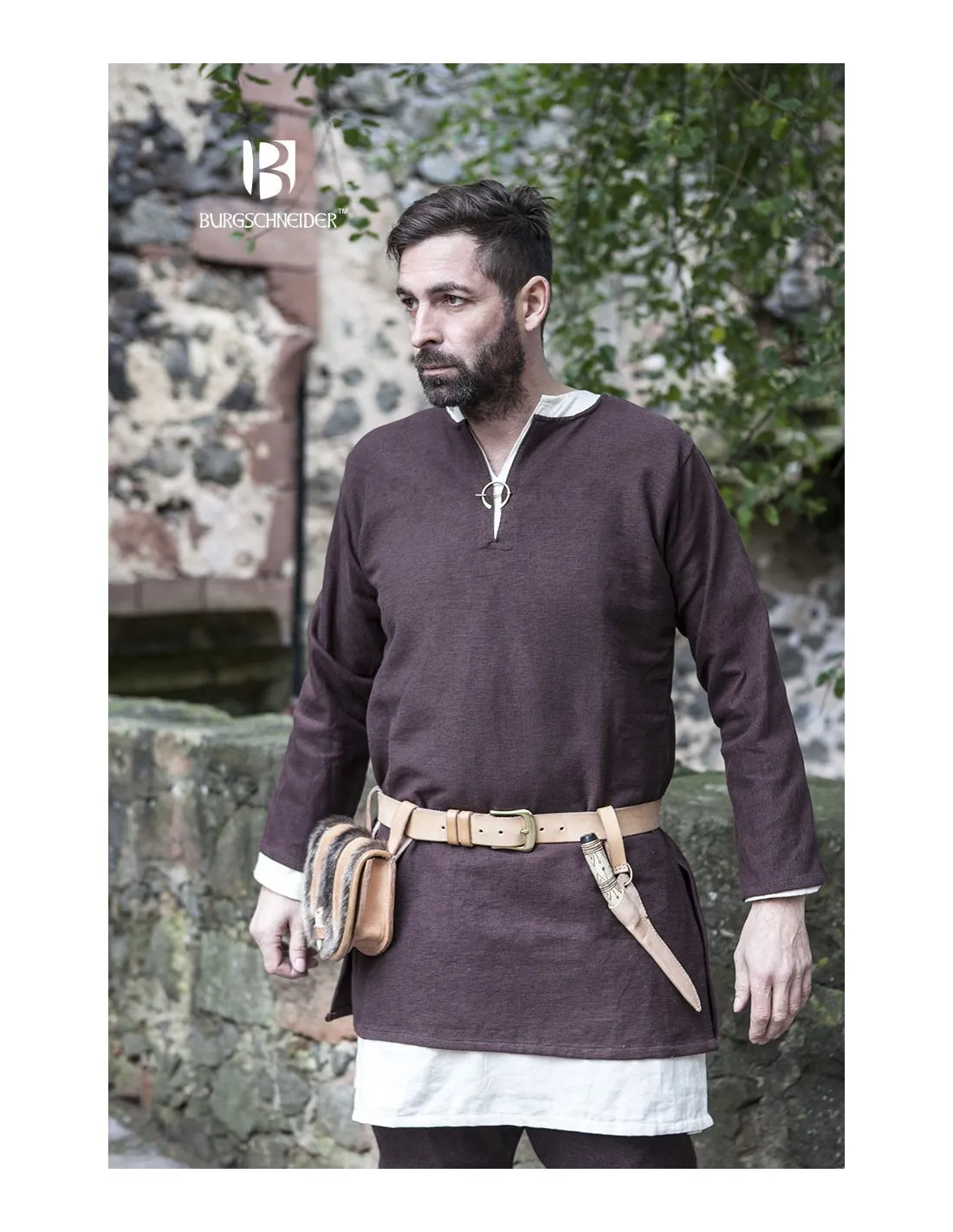 Túnica Medieval Erik marrón manga larga