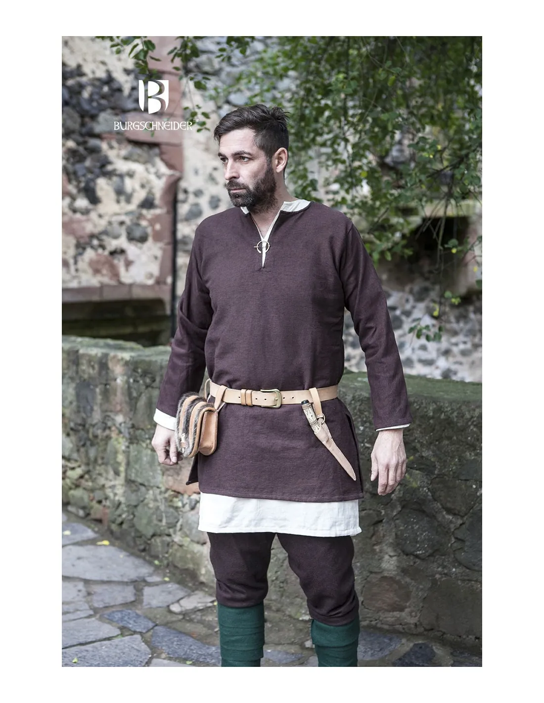 Túnica Medieval Erik marrón manga larga