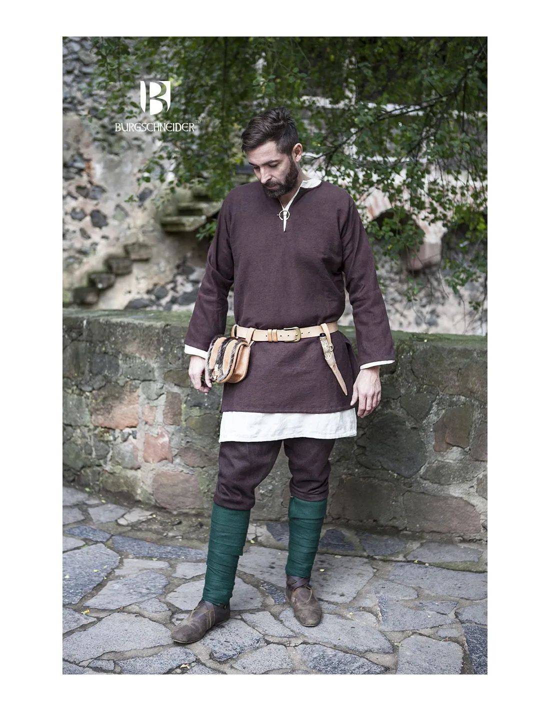 Túnica Medieval Erik marrón manga larga